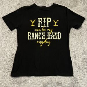 Yellowstone T-Shirt Black Rip Can Be My Ranch Hand Anyday Women's Large